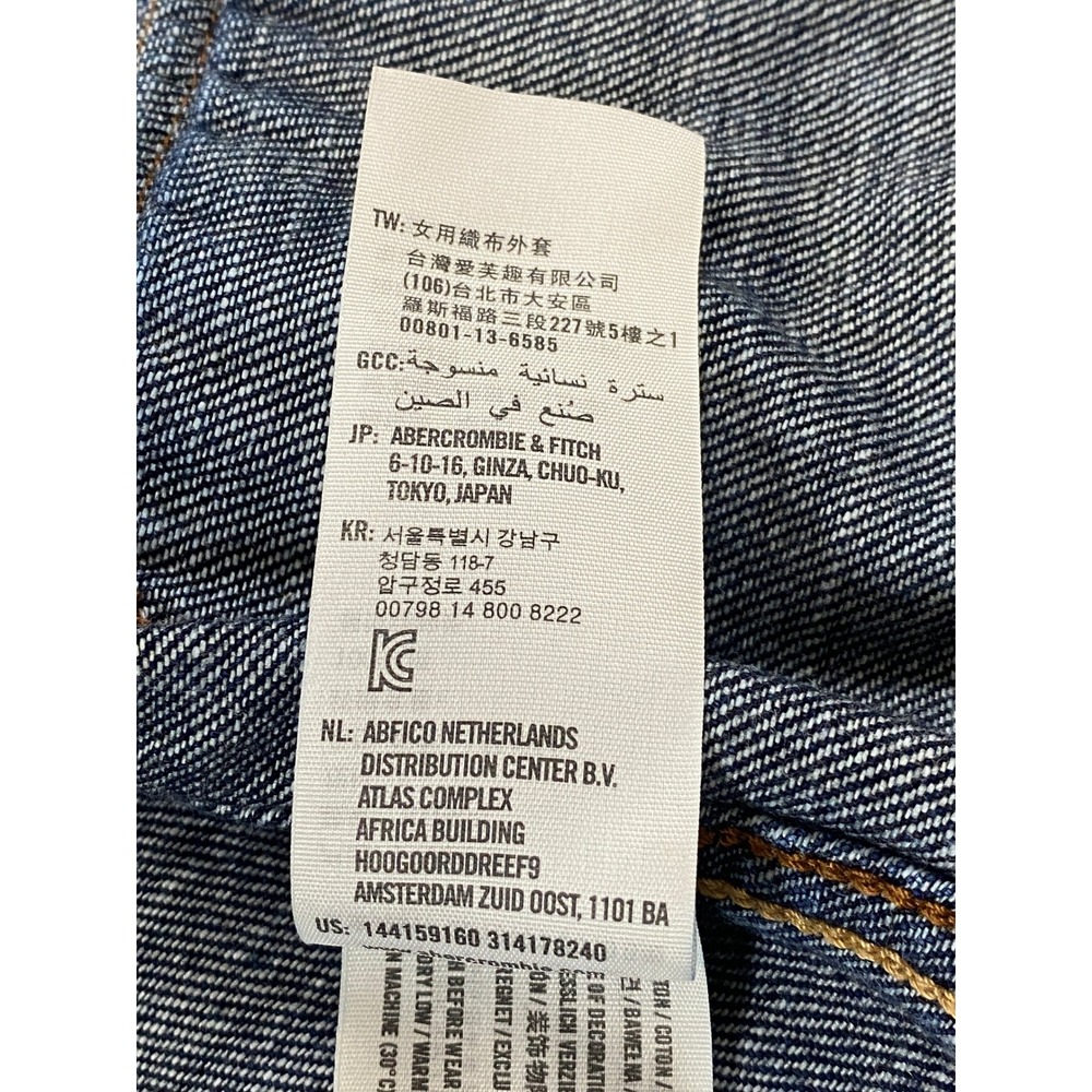 Abercrombie & Fitch Womens Classic Dark Wash Cotton Denim Trucker Jacket Large - Picture 9 of 9